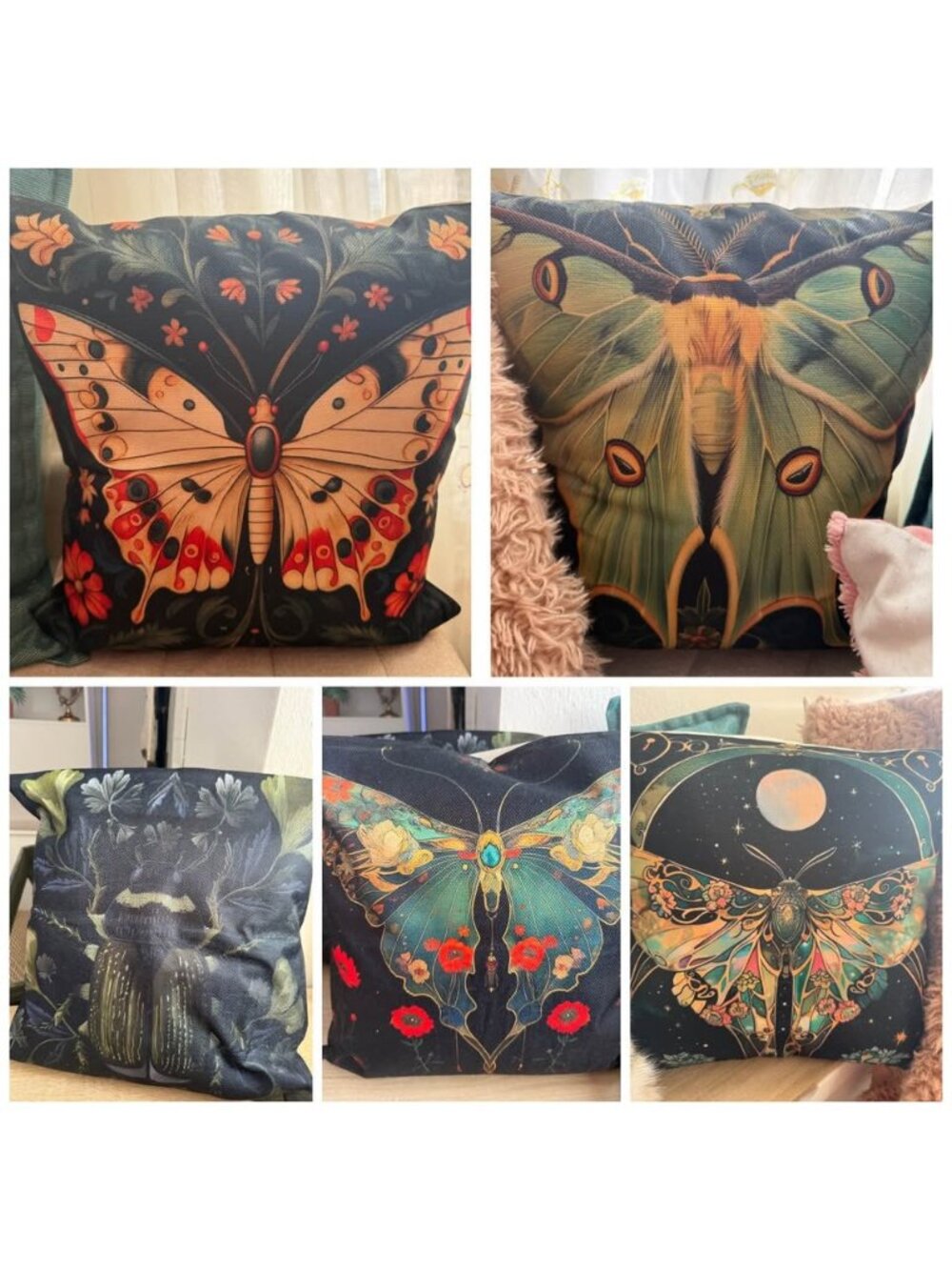 5 new pillow covers moth and butterfly moody vibe 18x18 inch